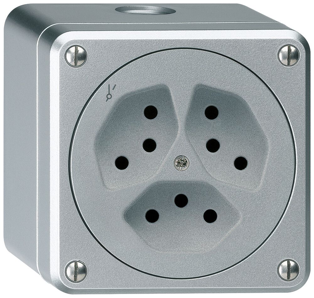 Presa AP ROB 3×tipo 13/1 alluminio senza copercchio