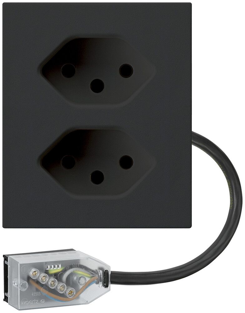 FLF-Steckdose Hager 2×Typ 13 mit Power-Dose L3 D schwarz