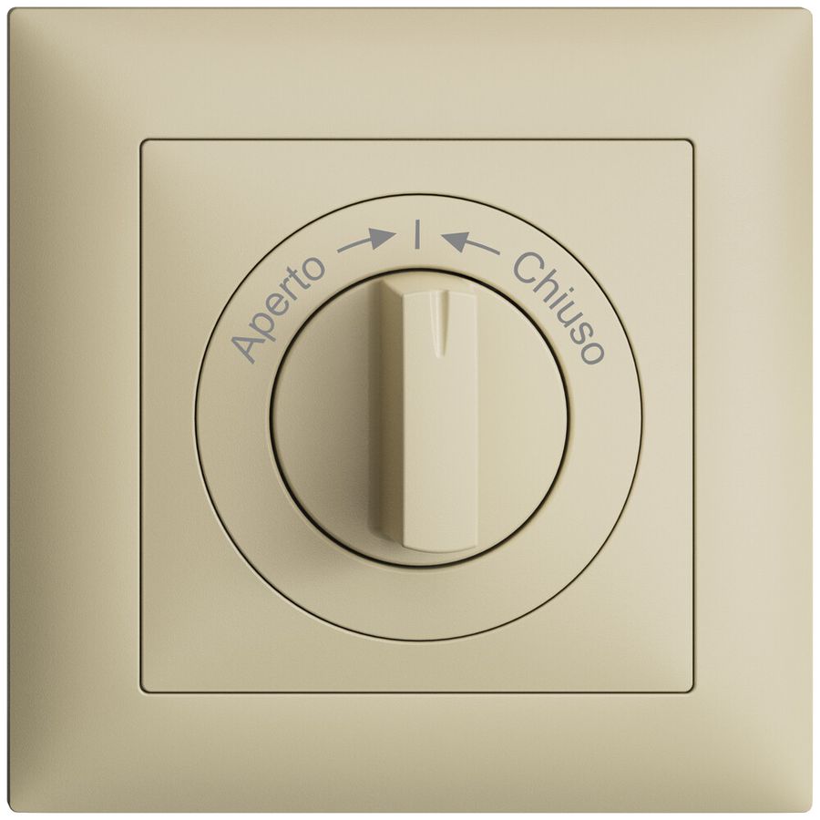 Frontset EDIZIOdue Aperto->I<-Chiuso vanille 88×88mm für Schwenktaster