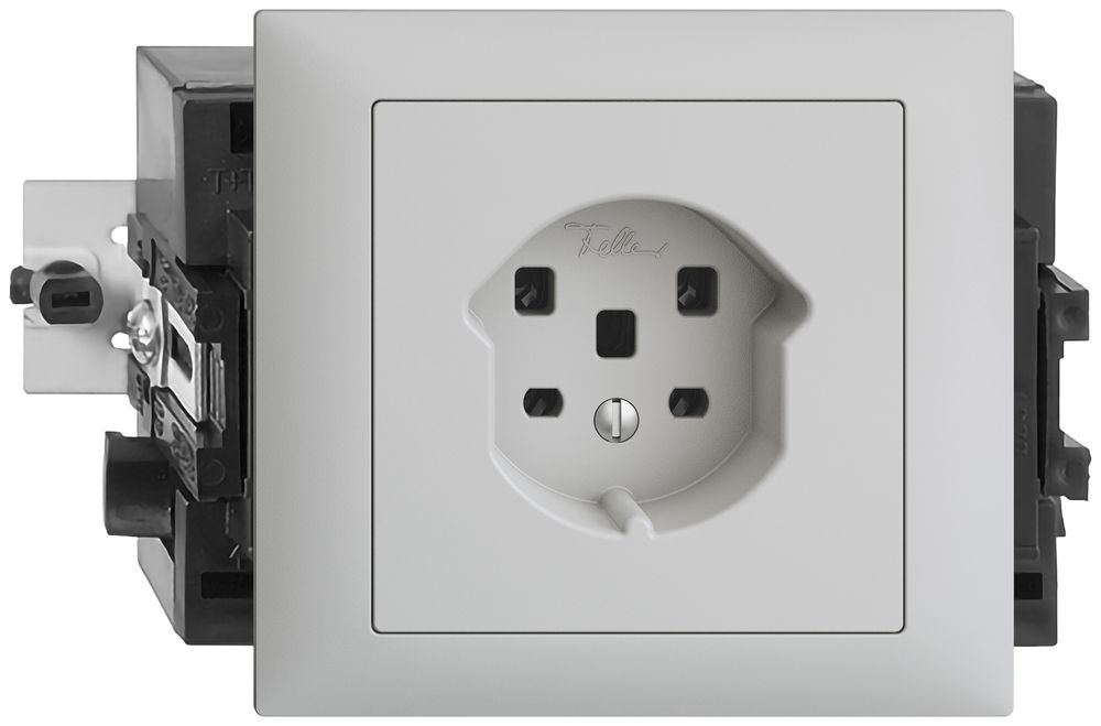 EB-Steckdose EDIZIOdue T25 16A hellgrau 53mm, Schraubklemme