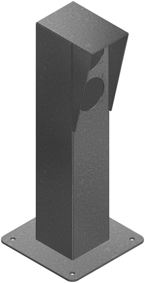 Anschlusssäule Woertz einseitig 100×100×500mm Ø2×68mm mit Flansch Stahl