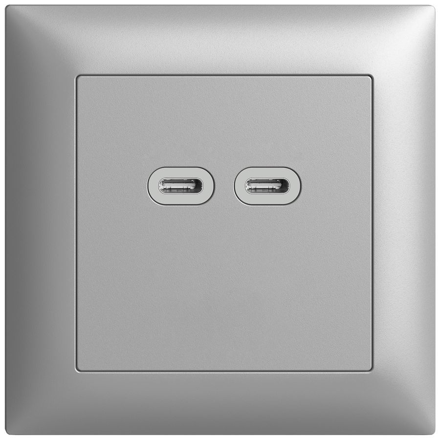 Prise ENC USB 18W 2×type C Feller EDIZIOdue FMI 230V 3600mA silver