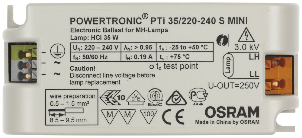 Ballast Powertronic PTI S 35W 220…240V Intell. 97×43×30mm