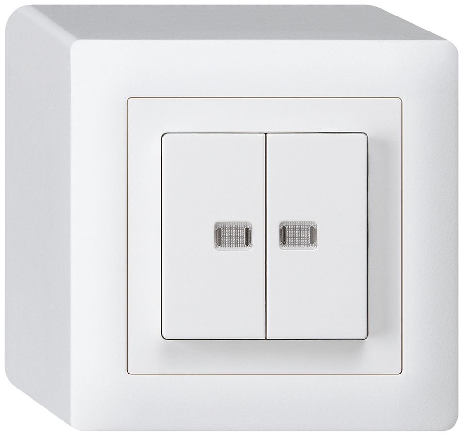 AP-Leuchtdrucktaster kallysto 2×AR/1L mit 2 Linsen weiss