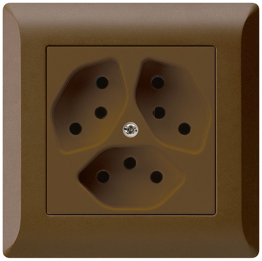 Presa INC kallysto.line 3×T13 marrone con protezione bambini