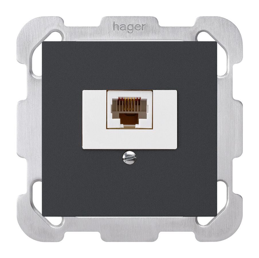Einsatz zu Anschlussdose kallysto 1×RJ45u schwarz mit Befestigungsplatte