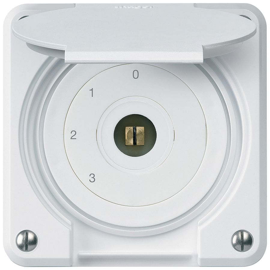 Interrupteur à clé carrée ENC robusto IP55 avec clapet S5/1P blanc