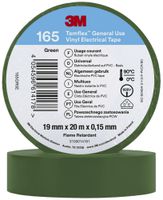 Ruban isolant 3M Temflex 165 19mm×20m×0.15mm vert VDE 600V 0…90°C