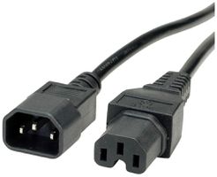 Câble d'appareils VALUE C14 → C15 3×1mm² 250VAC/10A noir 1.8m