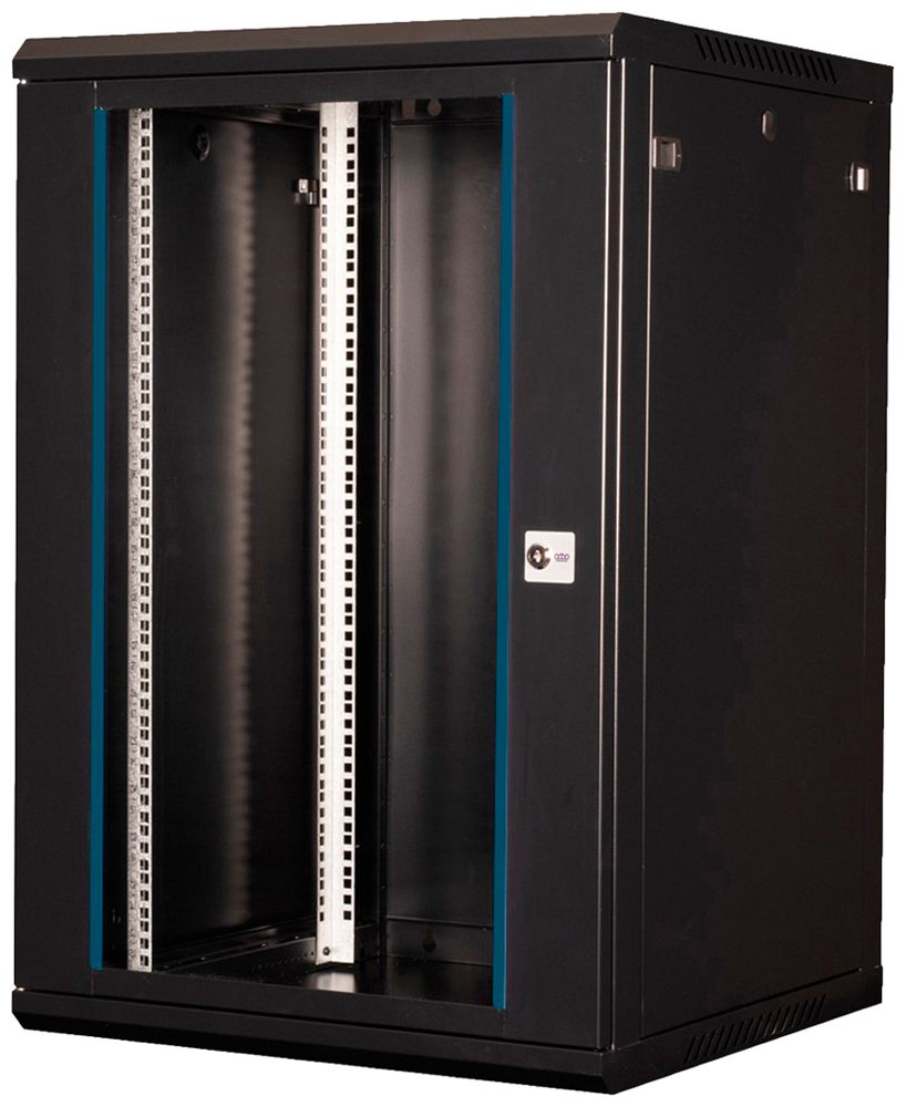 Coffret mural 19" VALUE 600×912×600mm 18UH 1×porte acier noir