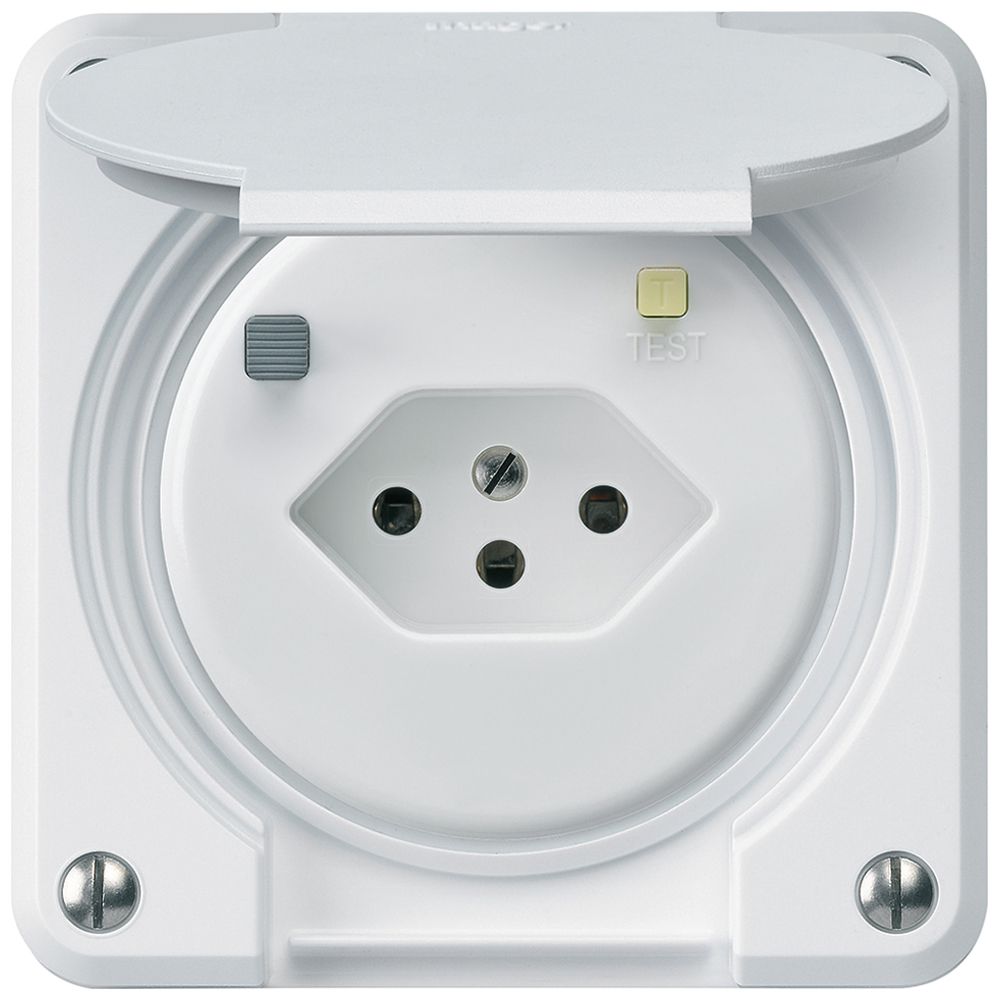 UP-FI-Steckdose robusto C T13 30mA weiss, mit Shutter