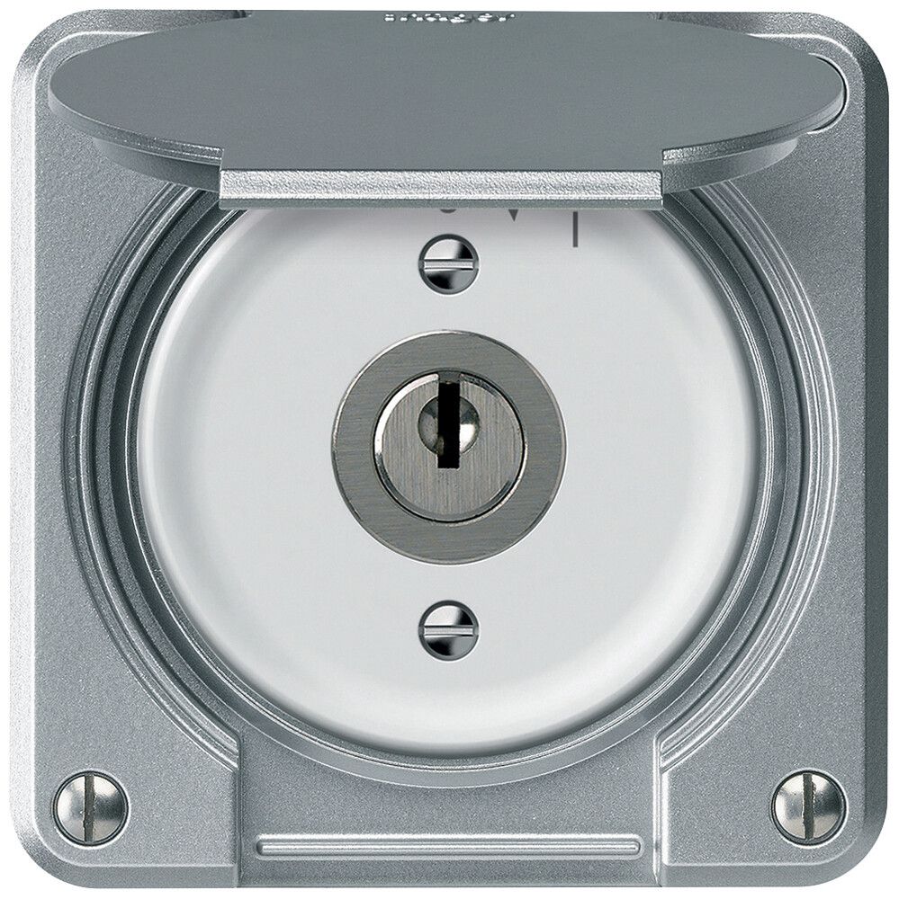 Schlüsselschwenktaster robusto 2P 2NO 20A 250V 86×86mm Aluminium