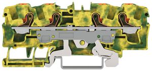 Borne de terre joignable WAGO TOPJOB S 6mm² Push-in 4×1 DIN35 vt/jn