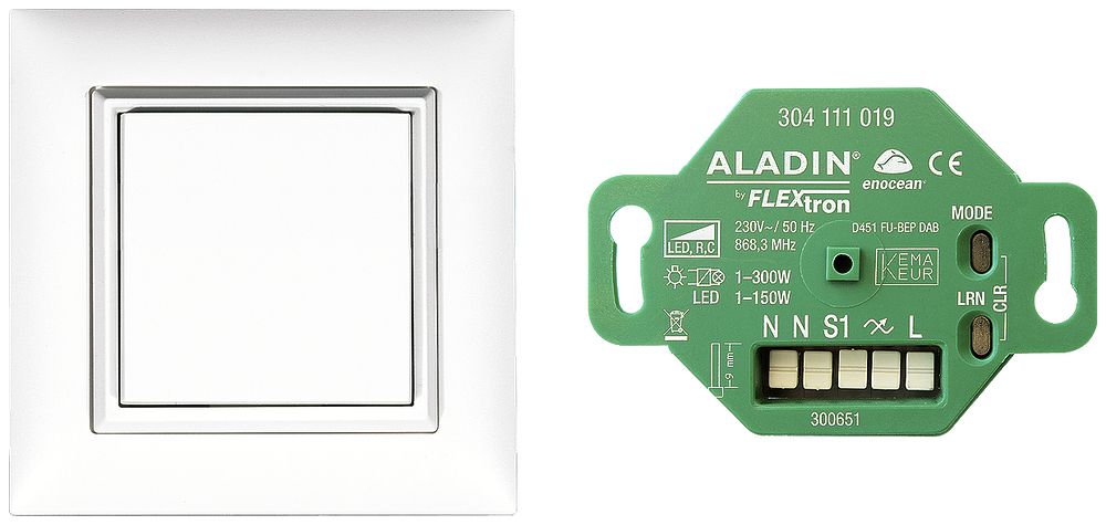 RF-Installationsset 3 ALADIN, 1×Taster + 1×Dimmaktor