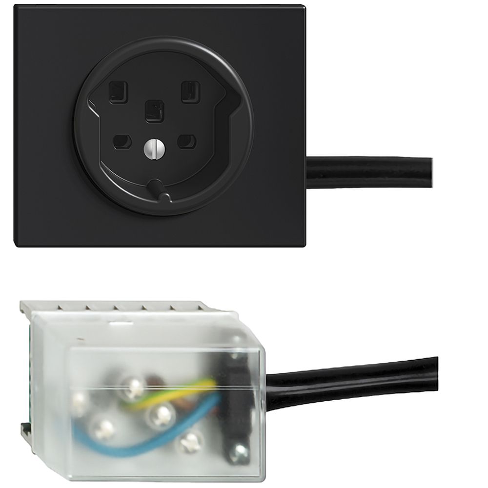 EB-Steckdose FH T25 16A schwarz für Flachkabel Ecobus power