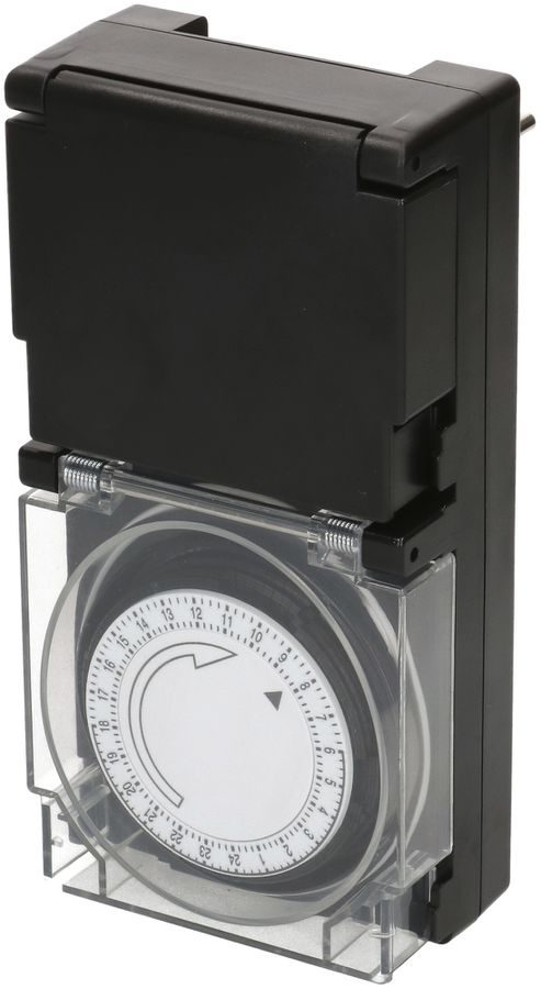 Timer a presa MAX HAURI analogico 24h 1×tipo 13 10A 230V IP55 nero