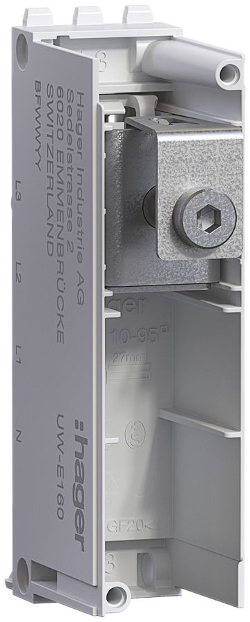 Module d'alimentation Hager uniway 160A, L3, sans couvercle, largeur 27mm