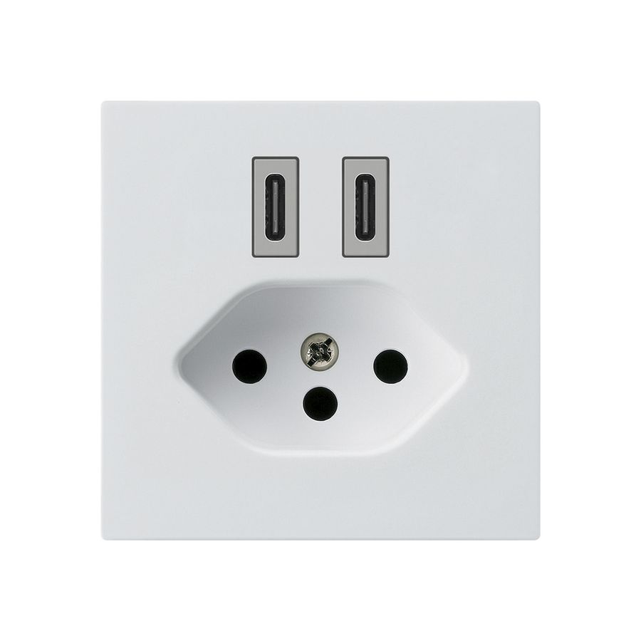 USB-Ladesteckdose Hager kallysto C-C 20W+T13 5V 60×60mm weiss