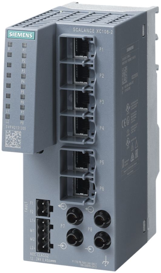 IE-Switch Siemens SCALANCE XC106-2 6×RJ45 + 2×ST 10/100/1000Mbit/s unmanaged