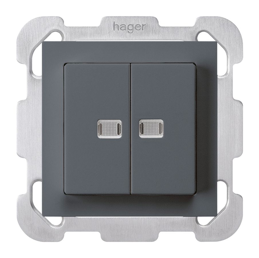 UP-Leuchtdruckschalter kallysto 1/3+3/1 2 Linsen anthrazit Befestigungsplatte