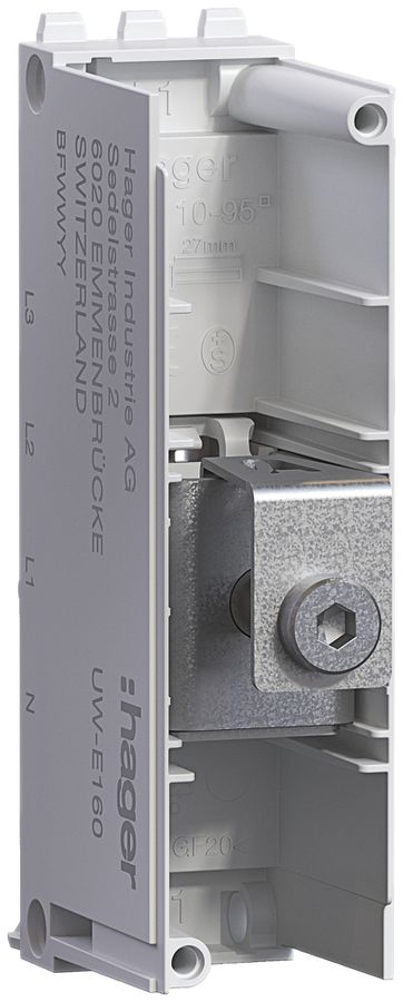 Module d'alimentation Hager uniway 160A, L1, sans couvercle, largeur 27mm