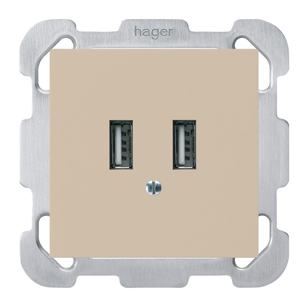 UP-USB-Ladesteckdose Hager kallysto B 240V 2400mA beige