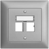 UP-Montageset EDIZIOdue Geradeauslass, für 2×RJ45 freenet, silver