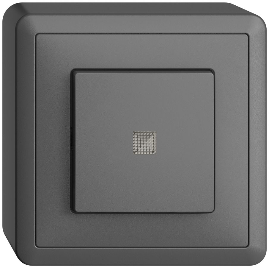 AP-Taster EDIZIOdue LED gelb ARK dunkelgrau