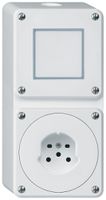 AP-Kombination Hager robusto I-I vertikal 3/1L+Typ 15, ohne Abdeckung, weiss
