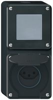 AP-Kombination robusto 2×1, Schalter Schema 3/Steckdose T13 IP55 schwarz