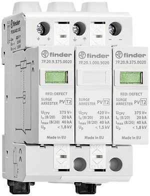 Parasurtension Finder type 2, pour systèmes photovoltaïques, connexions en haut