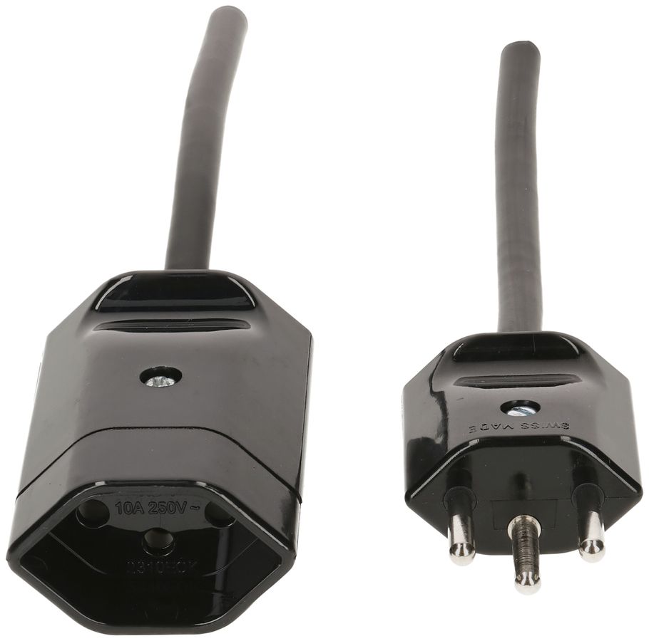 Verlängerungskabel MAX HAURI Td 3×1mm² 1m schwarz Stecker T12/13