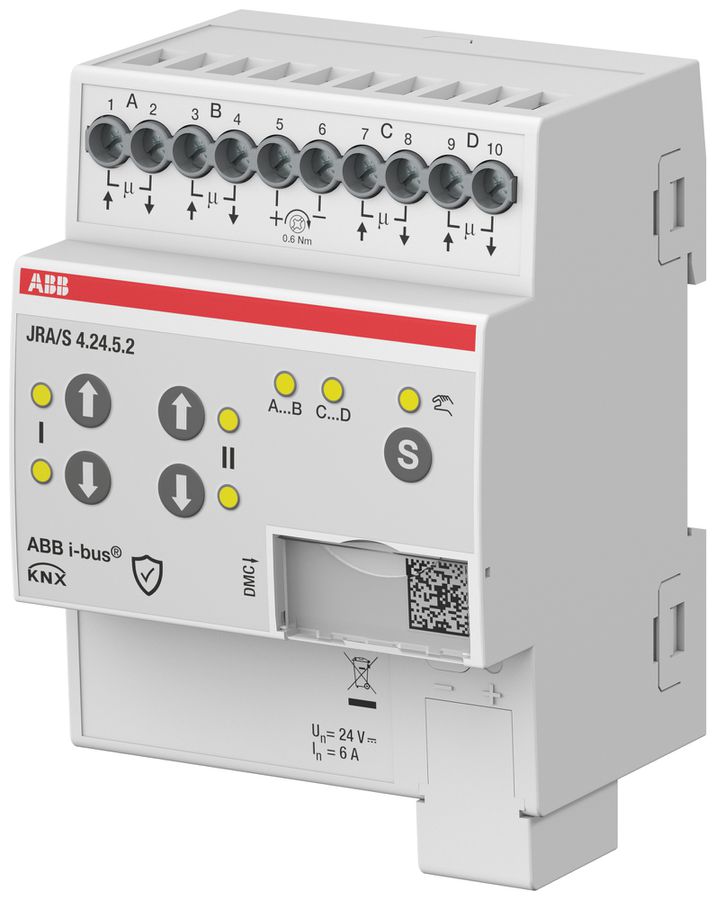 Attuatore per persiana AMD ABB JRA/S4.24.5.2 4-volte 6A/24VDC misura.tde