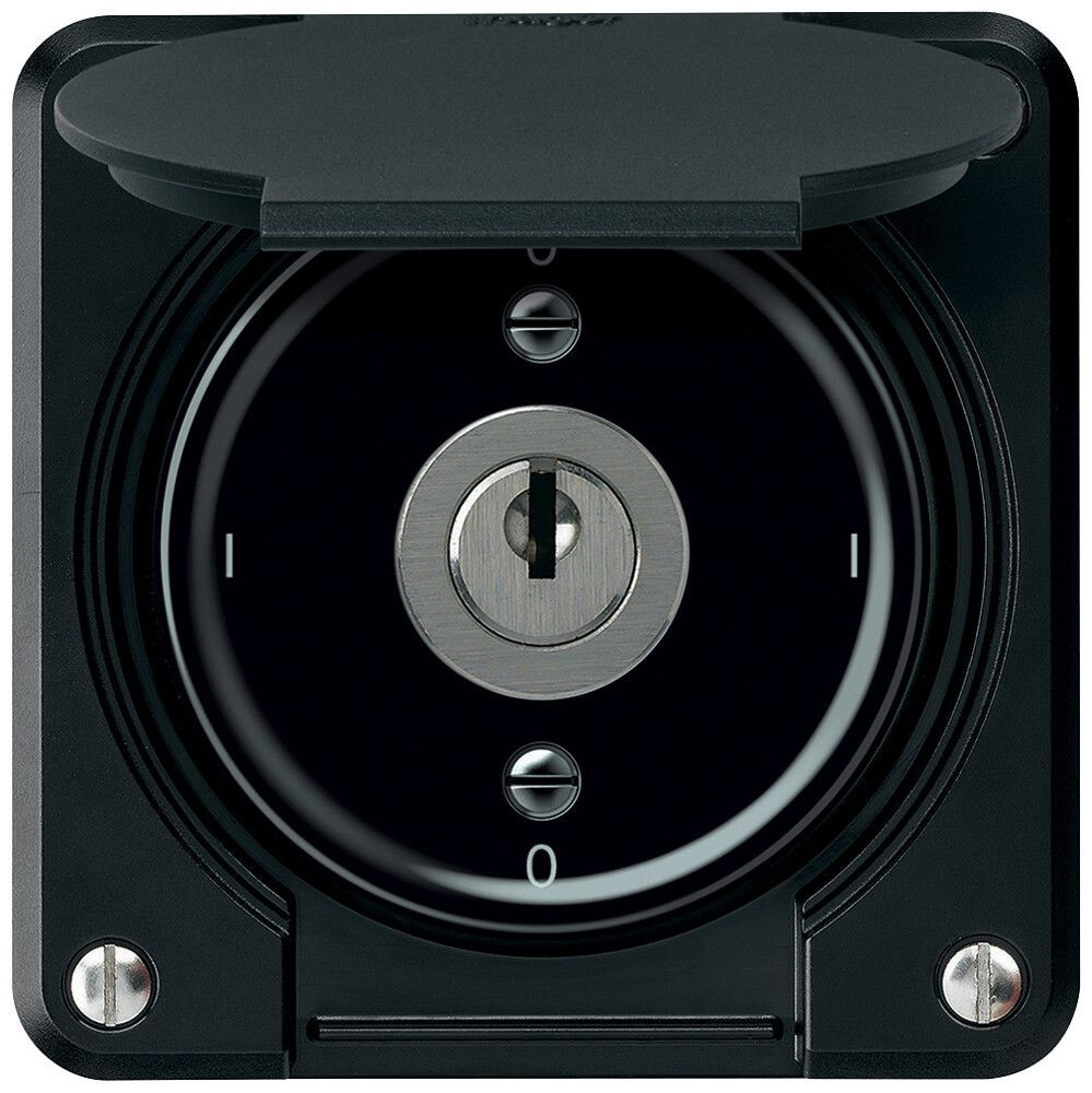 Interrupteur à clé ENC robusto interrupteur en/hors 1 pôle 16A 250V 86×86mm noir
