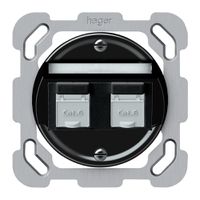 UP-Anschlussdose origin 2×RJ45 8(8) Kat.6 schräg 77×77mm schwarz