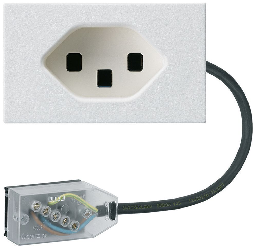 Prise INC 1×type 23 Hager FLF pour câble plat Technofil L2 blanc