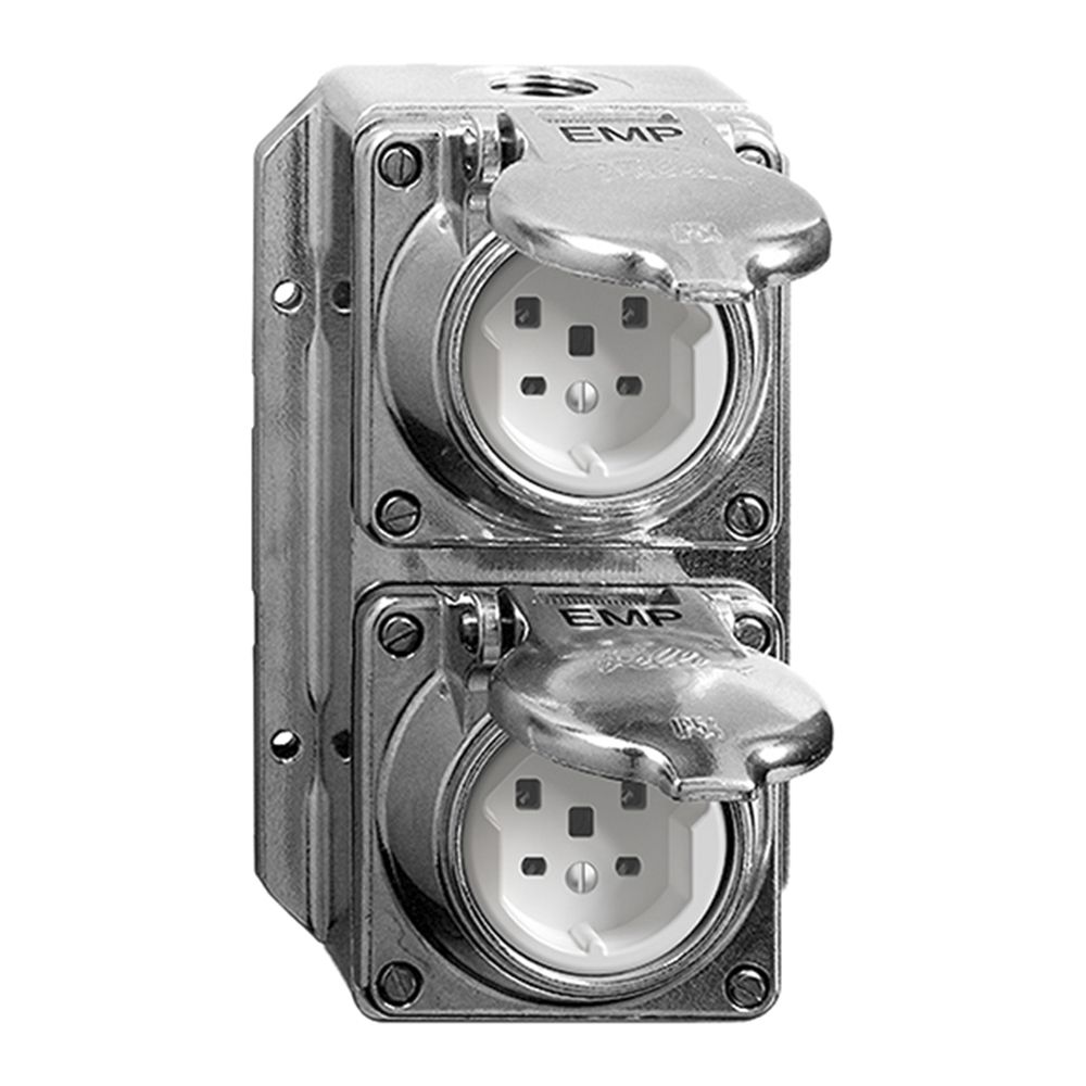 Combinaison AP mouillé I-I 2× T25 CEM Al poli, bornes à vis