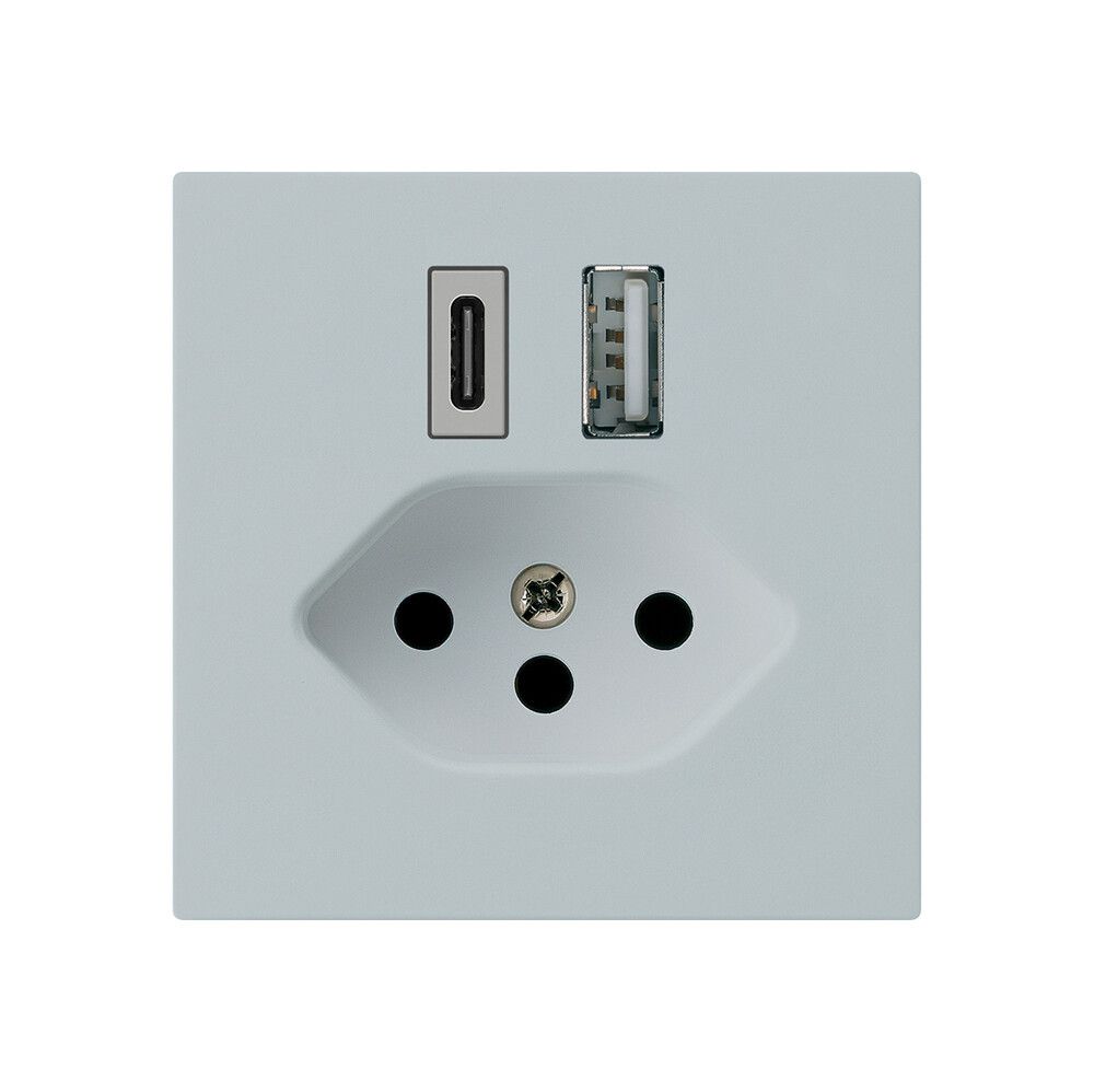 Prise de charge USB kallysto 18W PD 1×type A 1×type C T13 gris clair