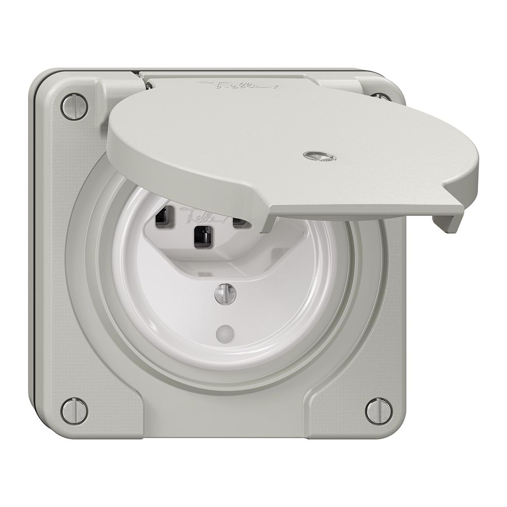 Prise NUP NEVO, 1×T23, IP21, a.LED, gris clair