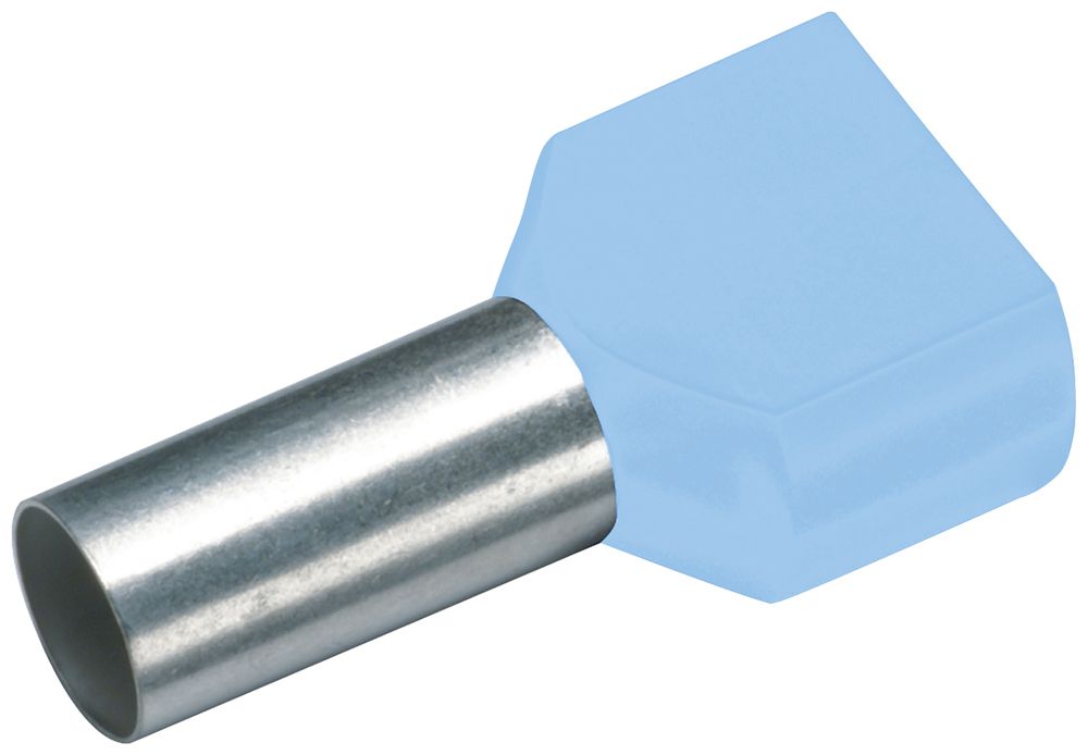 Zwillings-Aderendhülse Cimco 0.25mm² 8×15mm Kupfer Polypropylen (PP) hellblau