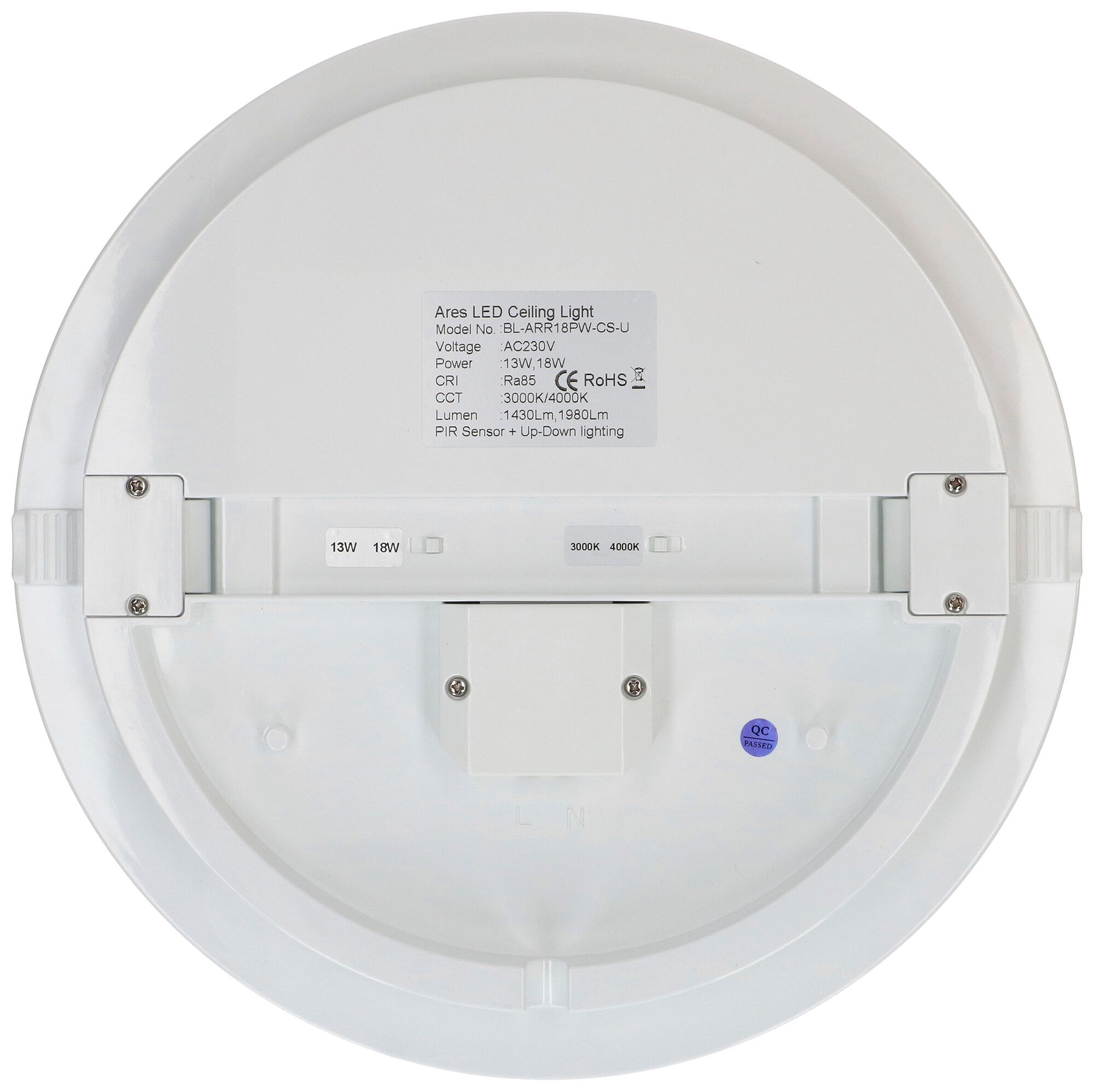 LED-Decken-/Wandleuchte MAX HAURI FLAT CCT 28 HF 18W 3000/4000K IP54 ws