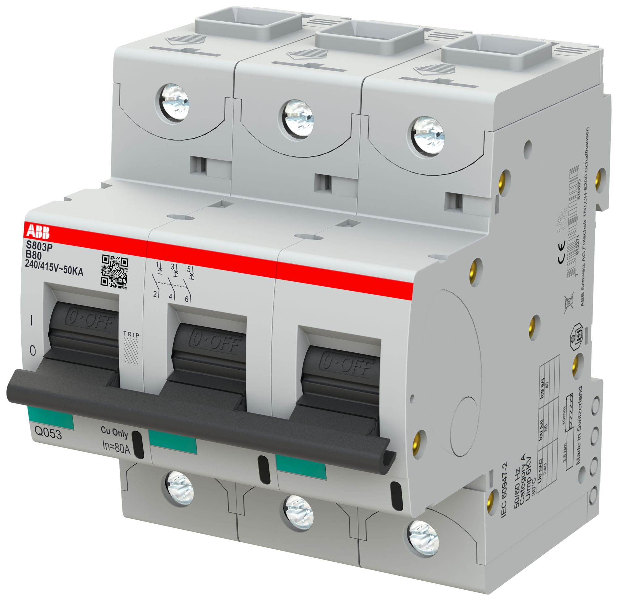Leitungsschutzschalter ABB S803P-B80 3P 400V B-80A 50kA 4.5TE