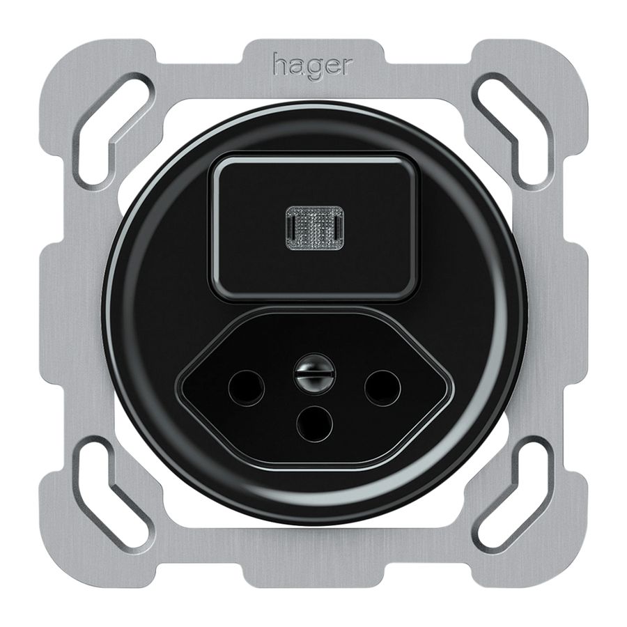 UP-Kombination origin 1×Taste beleuchtet 1CO+T13 1P 0<1 10A 230V 77×77mm schwarz