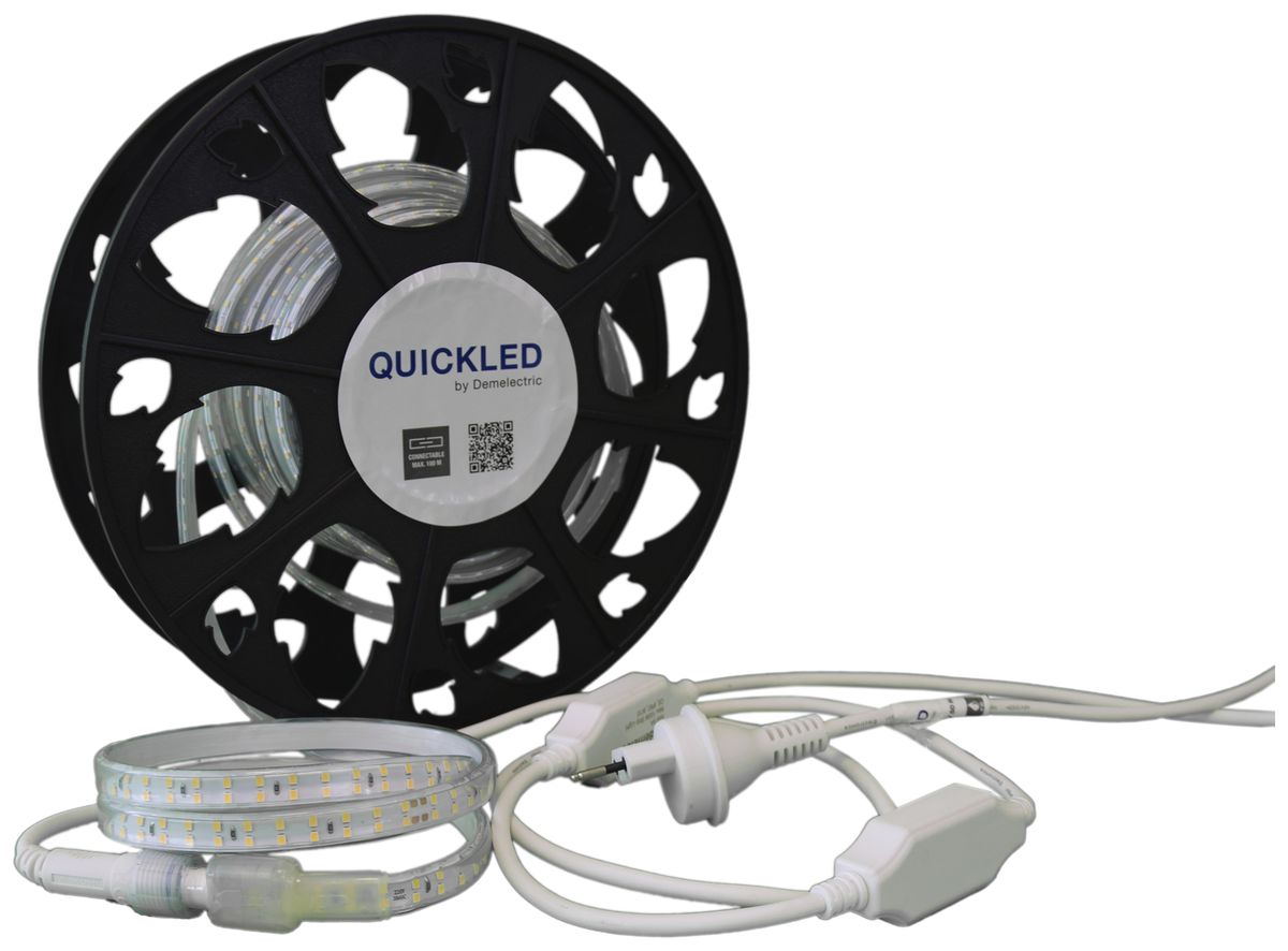 Ruban lumineux LED QUICKLED 180 IP65 240V 12W-1500lm/m 4000K 10m bobine 1-face