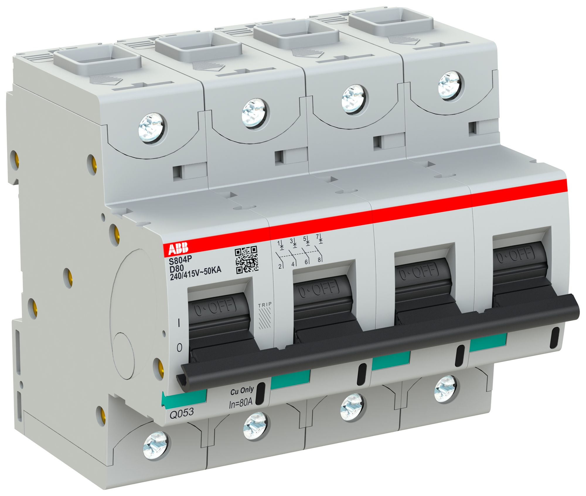Leitungsschutzschalter ABB S804P-D80 4P 400V D-80A 50kA 6TE