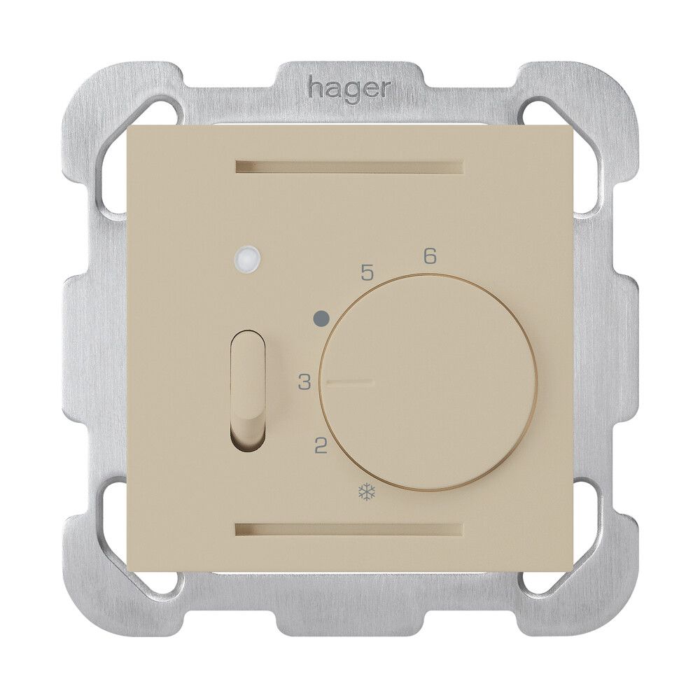 UP-Raumthermostat kallysto beige mit Schalter mit Befestigungsplatte