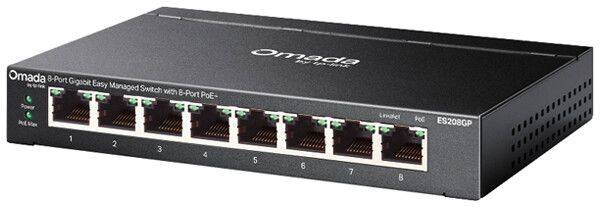 Switch TP-Link Omada ES208GP 8×RJ45-GbE PoE+ 8×PoE gestibile