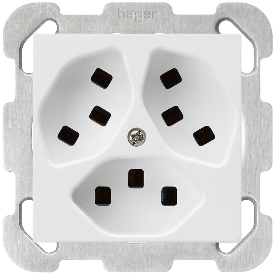 UP-Steckdose Hager kallysto 3×T23 B ultraweiss