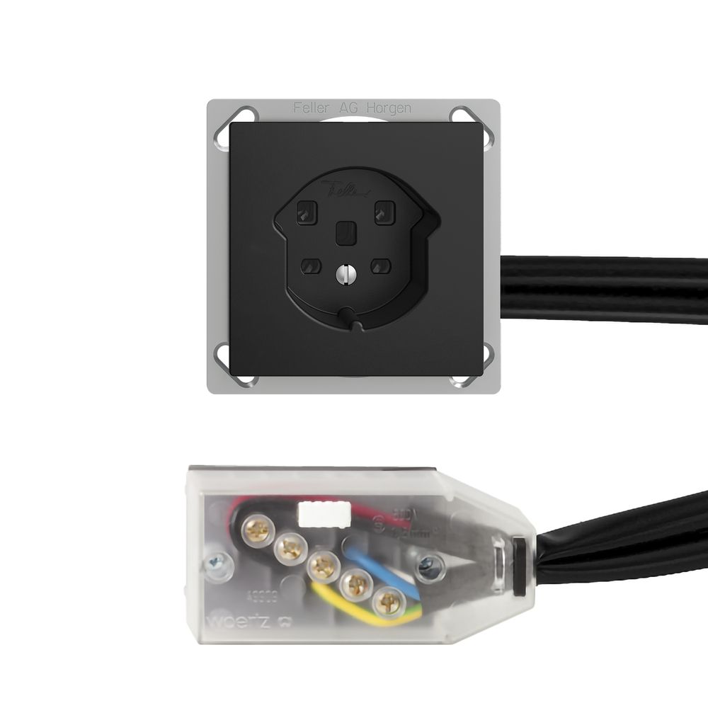 EB-Steckdose EDIZIOdue T25 schwarz für Flachkabel Technofil
