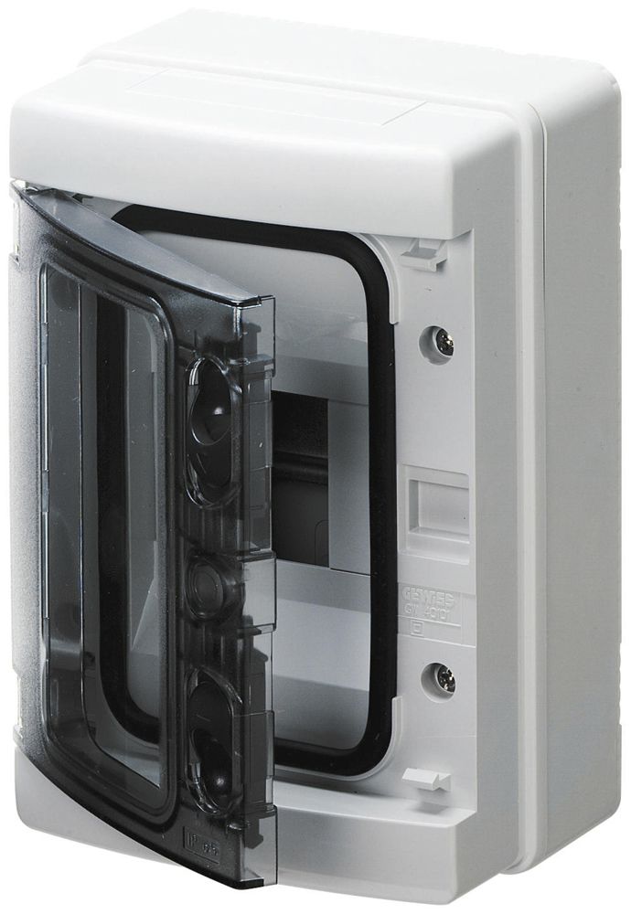 Tableau de distribution AP GEWISS 40CDK, 1 rangée 4UM, 143×210×100mm, IP65, gris